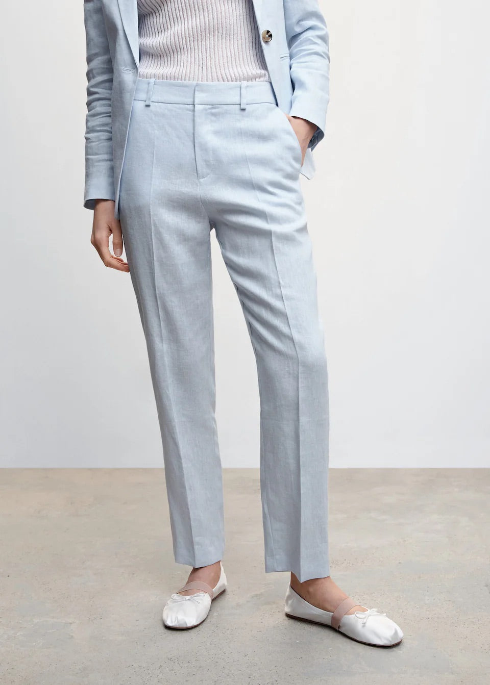 100% linen suit trousers
