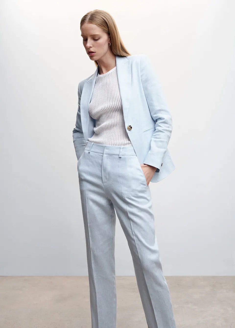 100% linen suit trousers