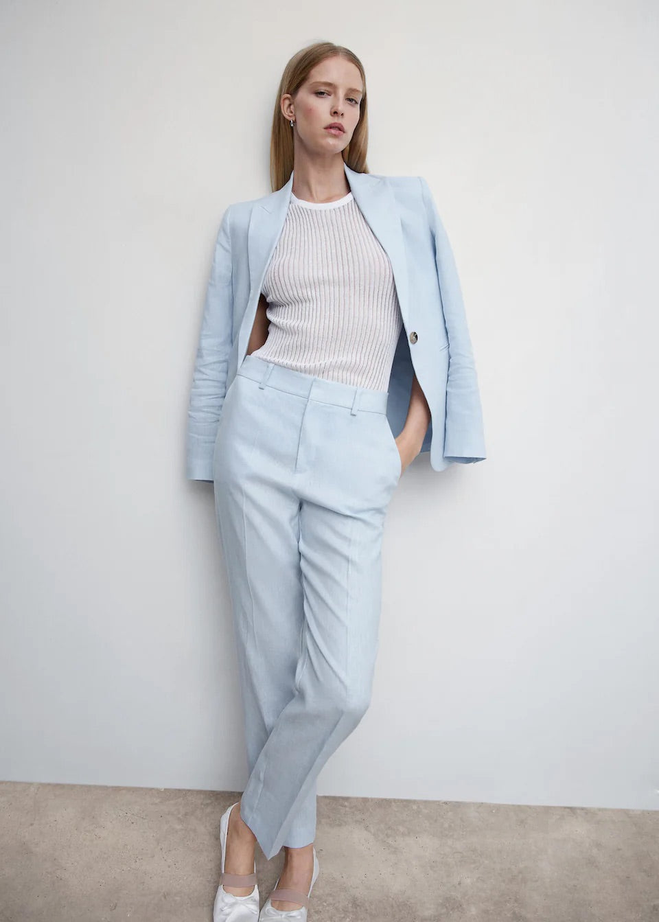 100% linen suit trousers