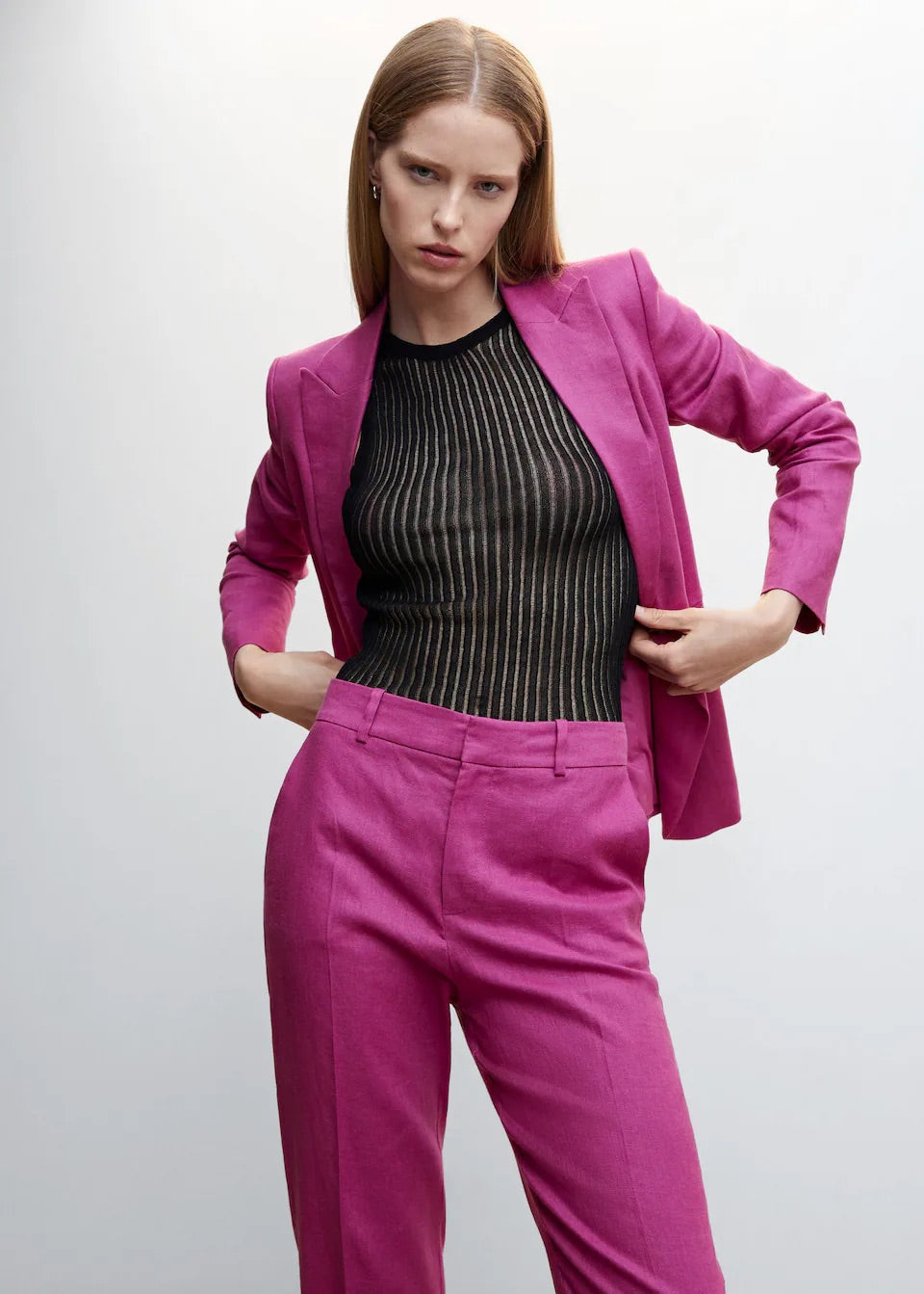 100% linen suit trousers