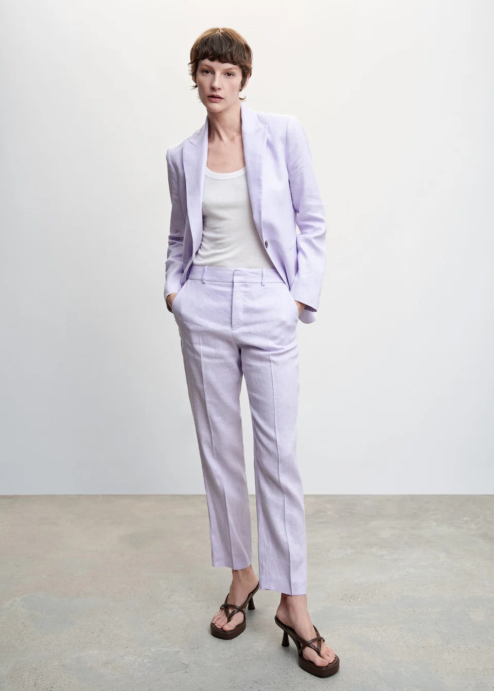 100% linen suit trousers