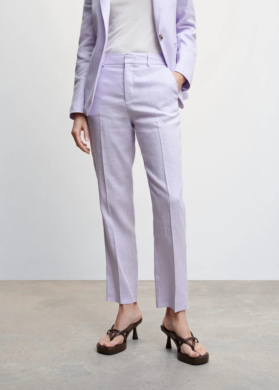 100% linen suit trousers