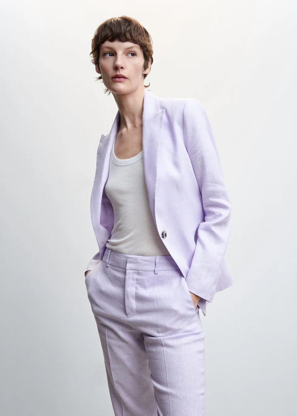 100% linen suit trousers