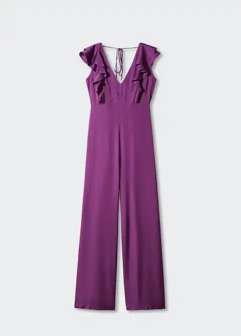 Ruffled jumpsuit with open back