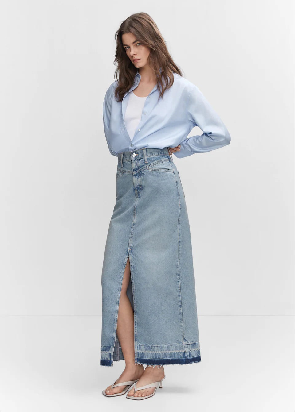 Denim long skirt