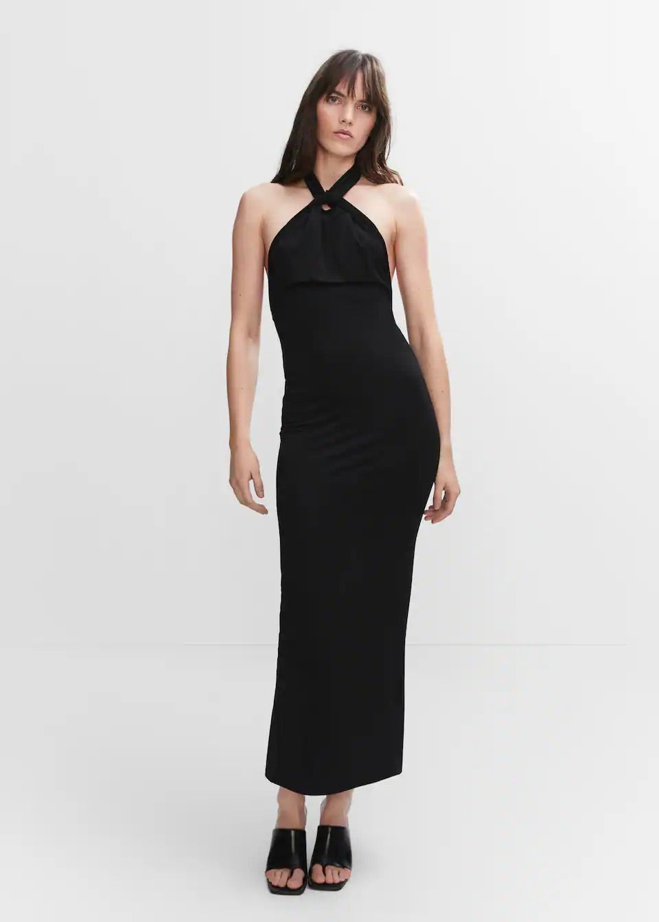 Halter dress with back opening