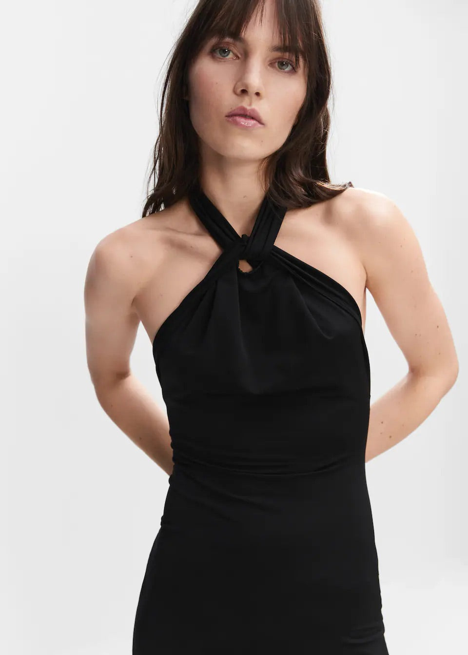 Halter dress with back opening