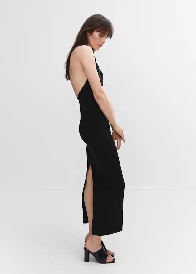 Halter dress with back opening