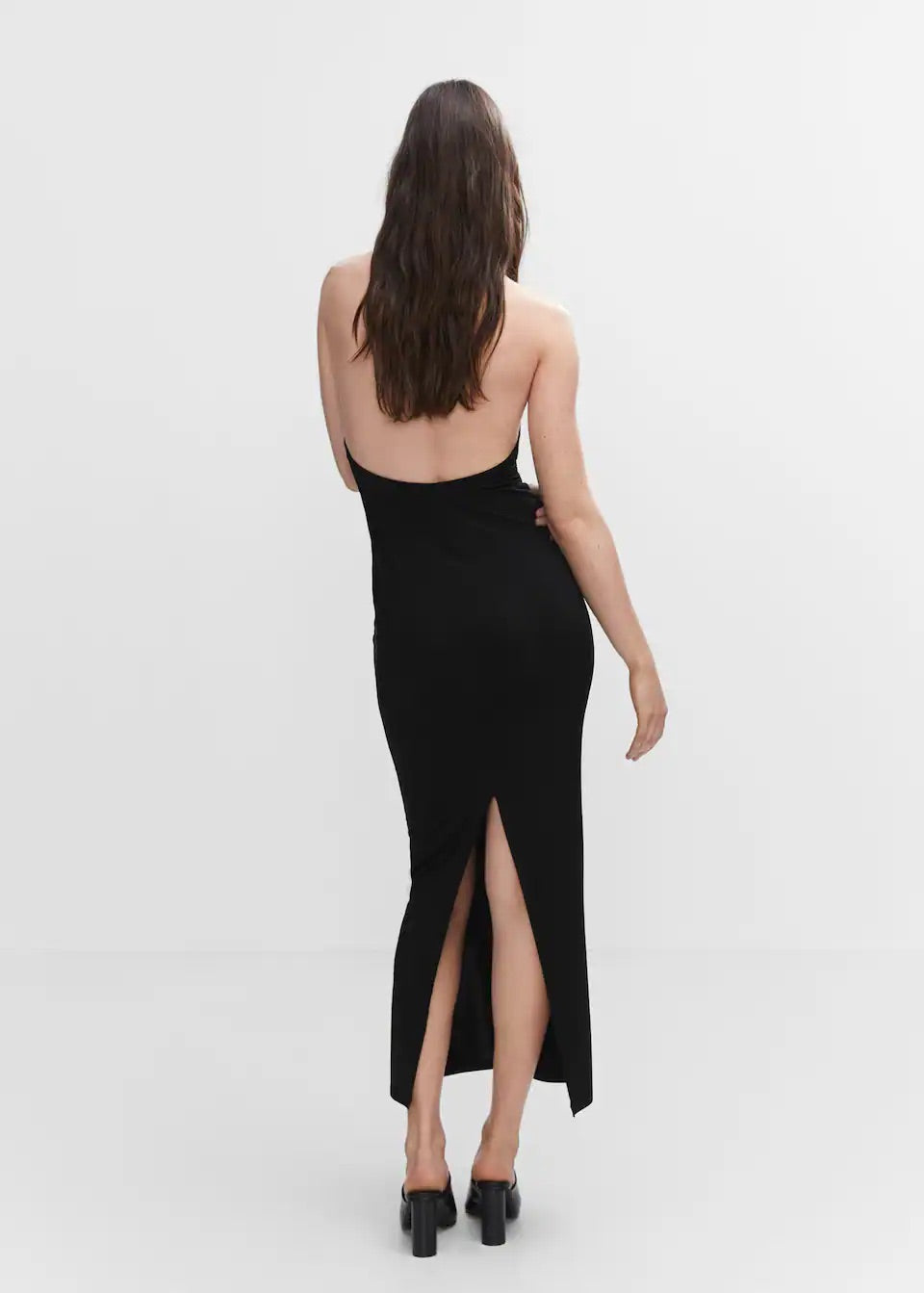Halter dress with back opening