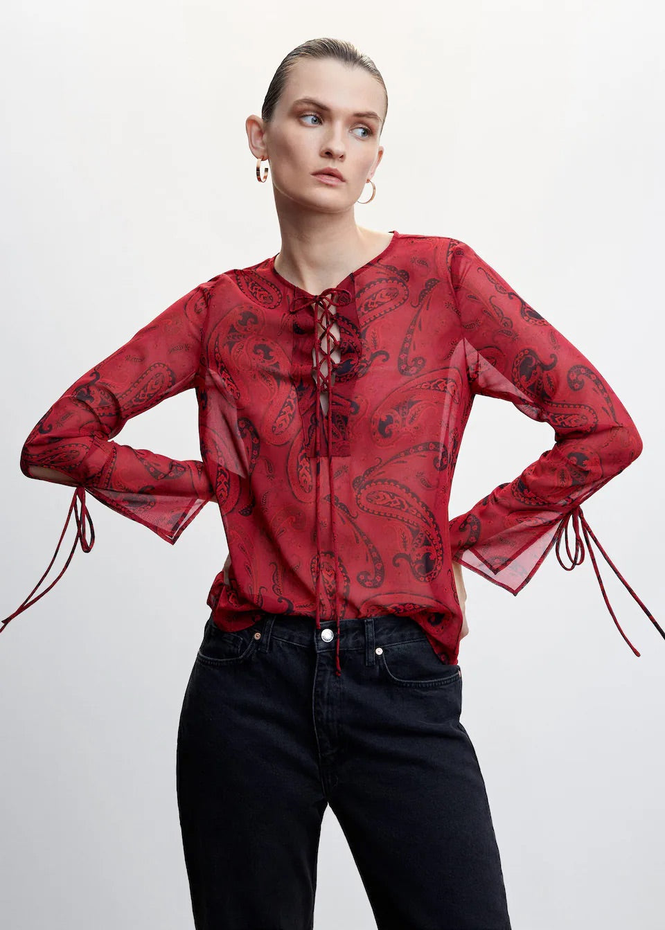 Paisley blouse with bow