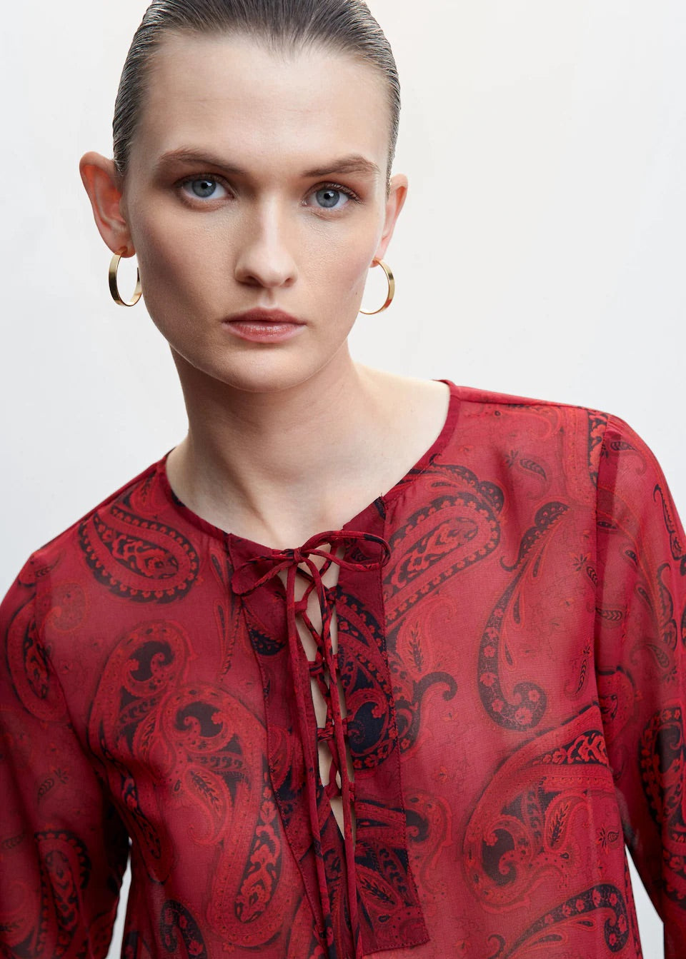 Paisley blouse with bow