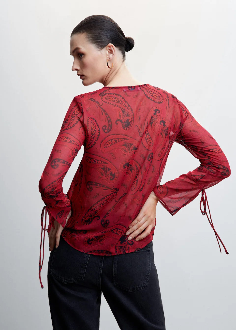 Paisley blouse with bow