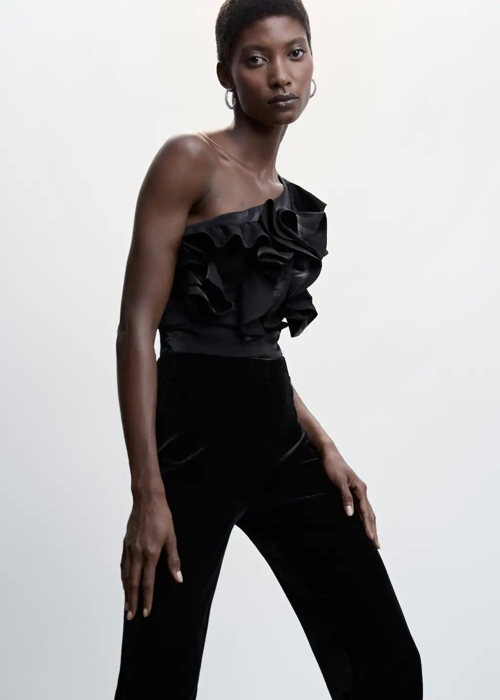 Asymmetric ruffled blouse