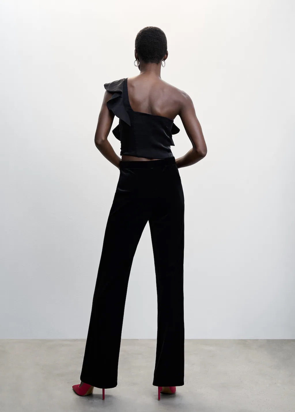 Asymmetric ruffled blouse