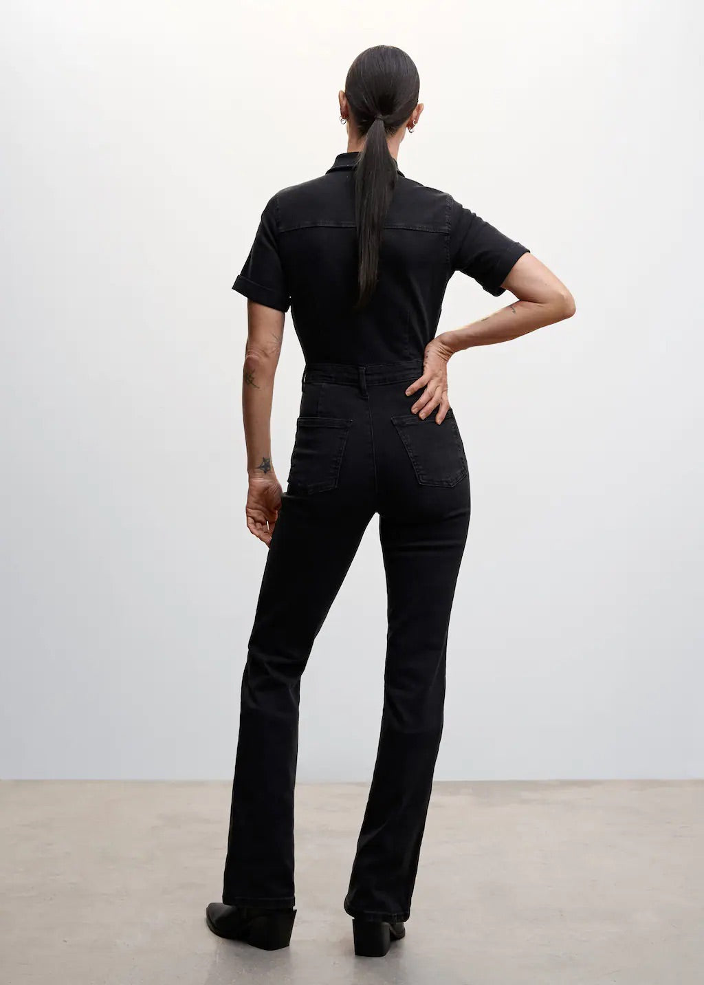 Denim zipper jumpsuit