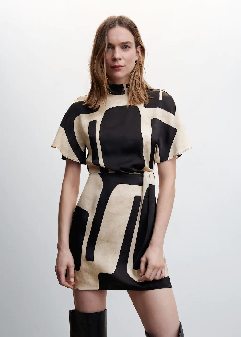 Printed turtleneck dress