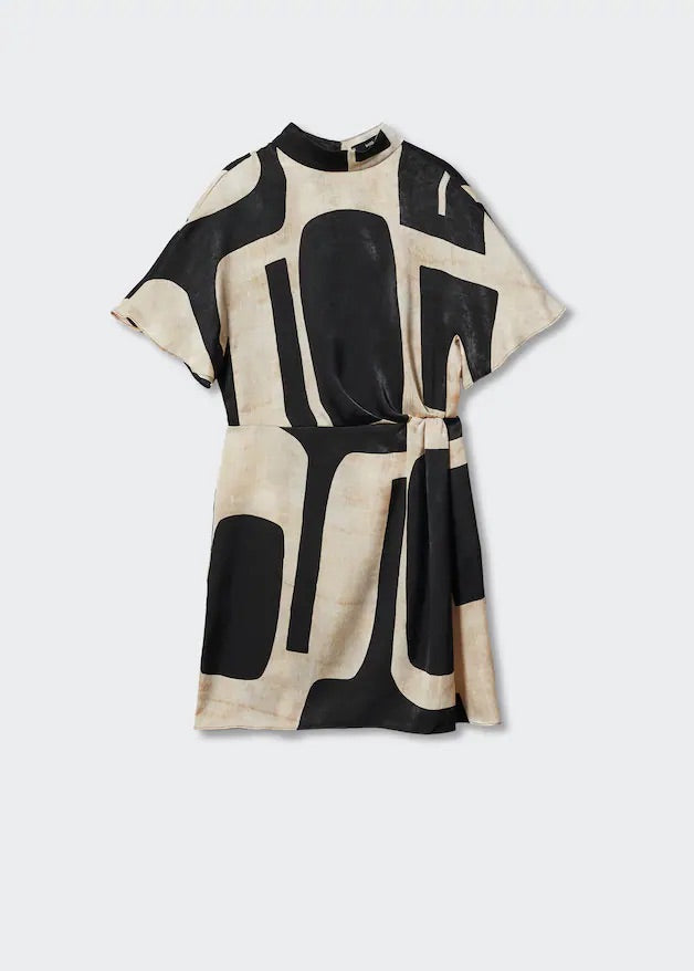 Printed turtleneck dress