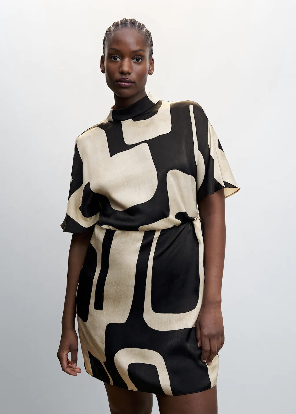 Printed turtleneck dress