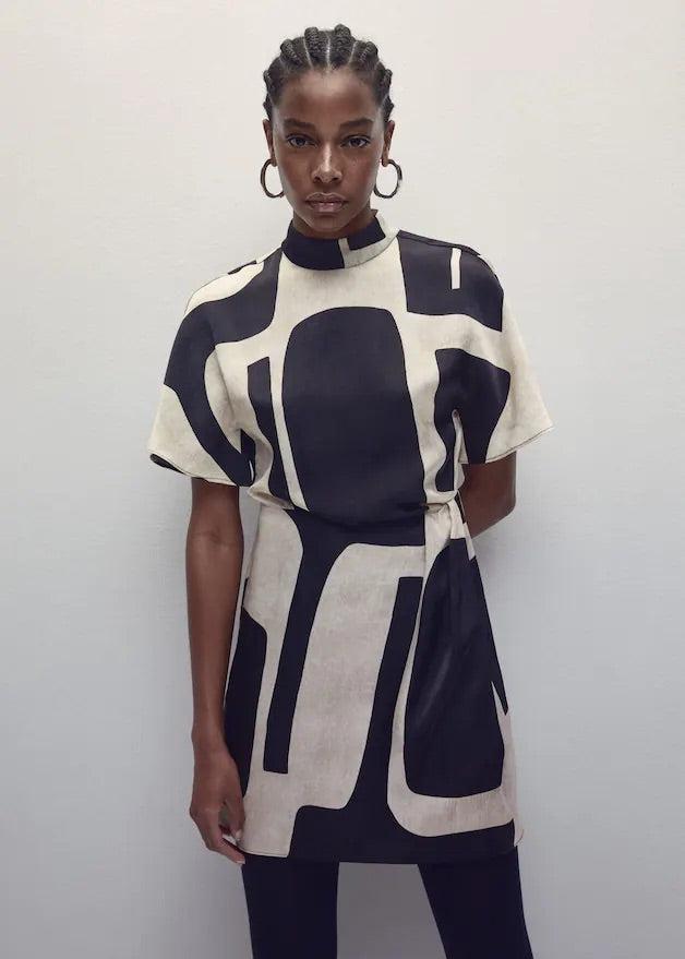 Printed turtleneck dress