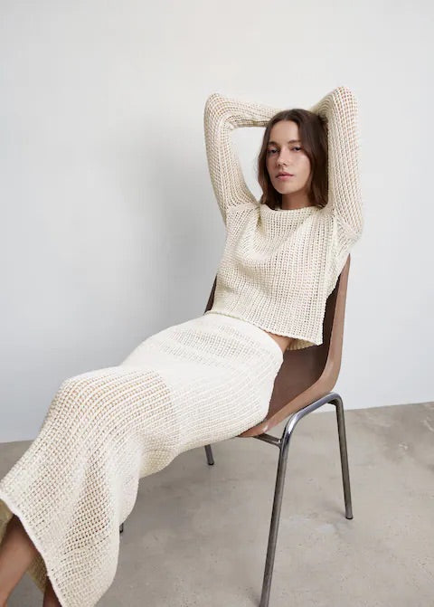 Openwork knitted skirt