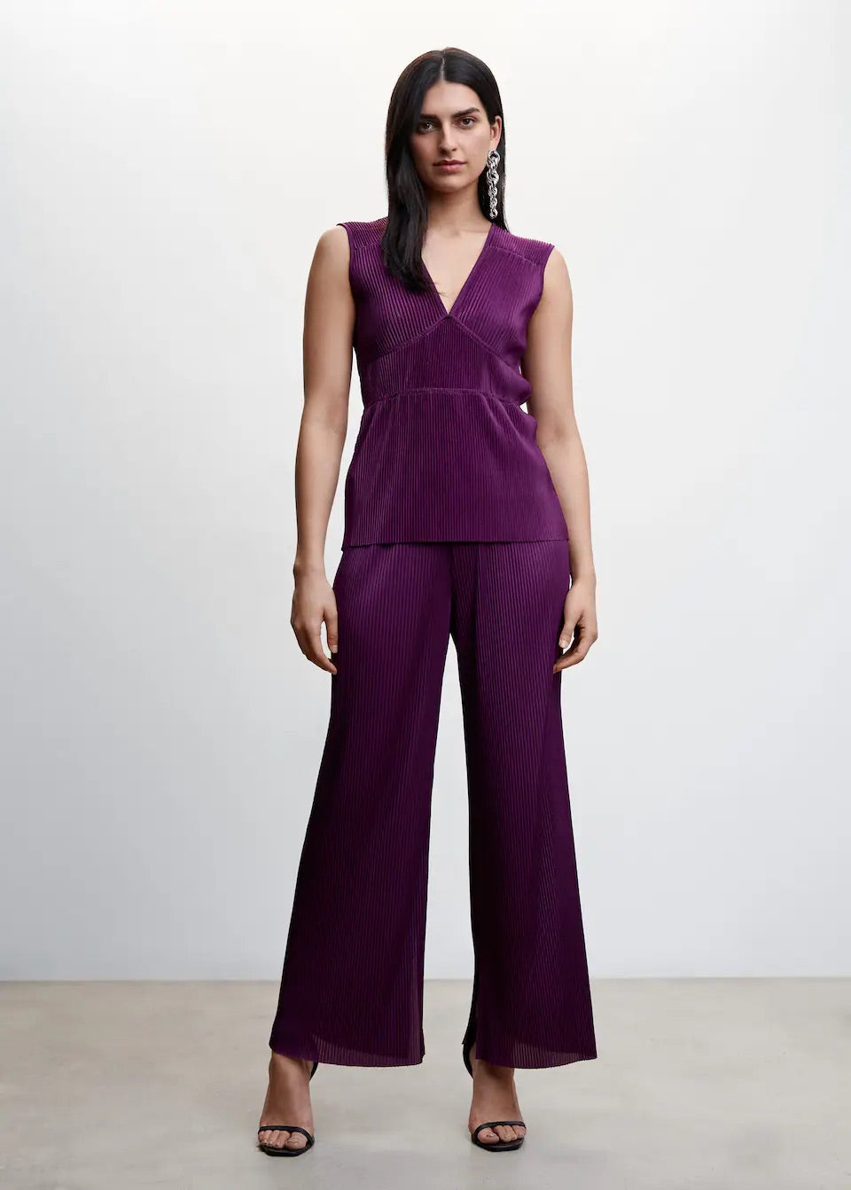 Pleated satin top