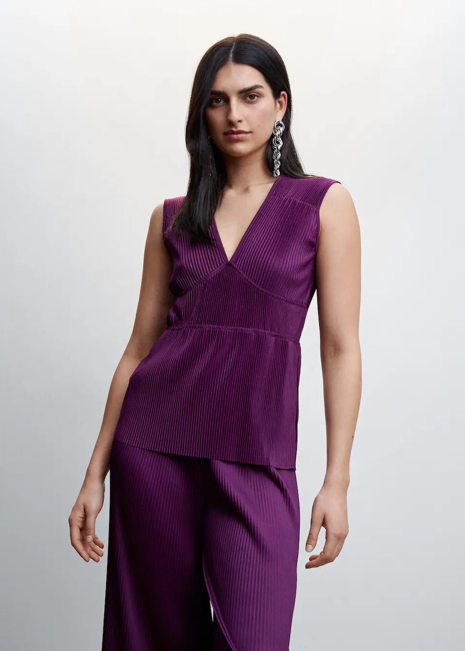 Pleated satin top
