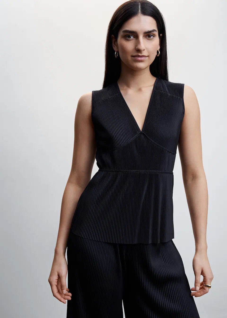 Pleated satin top
