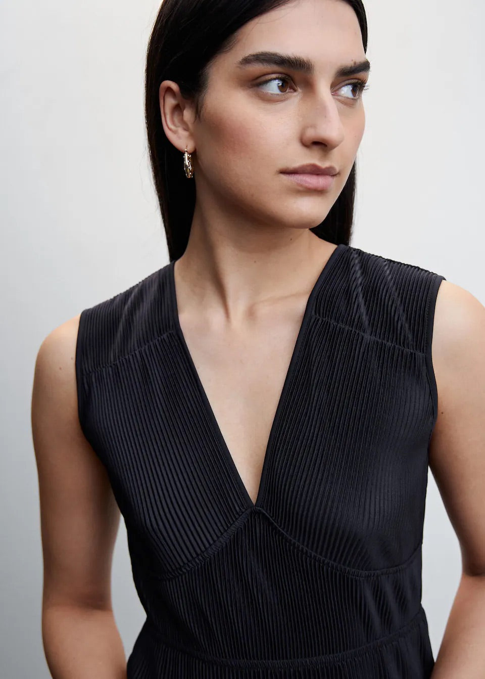 Pleated satin top