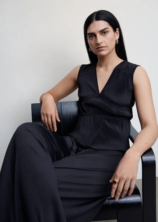 Pleated satin top