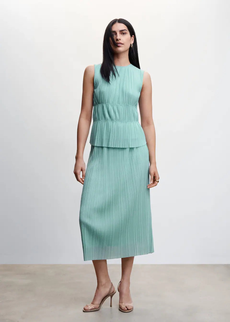 Pleated midi skirt