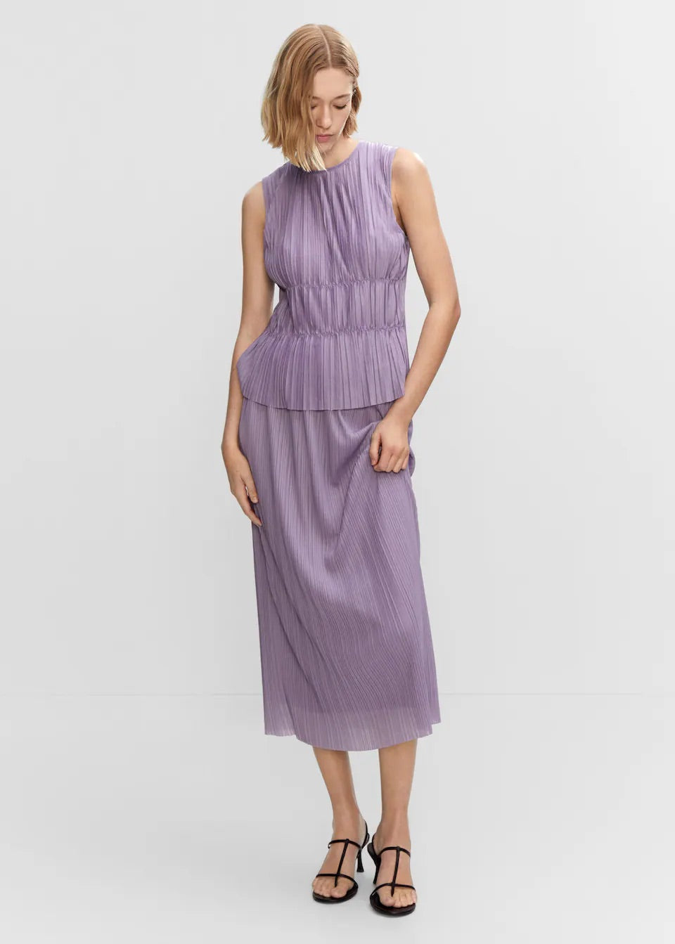 Pleated midi skirt