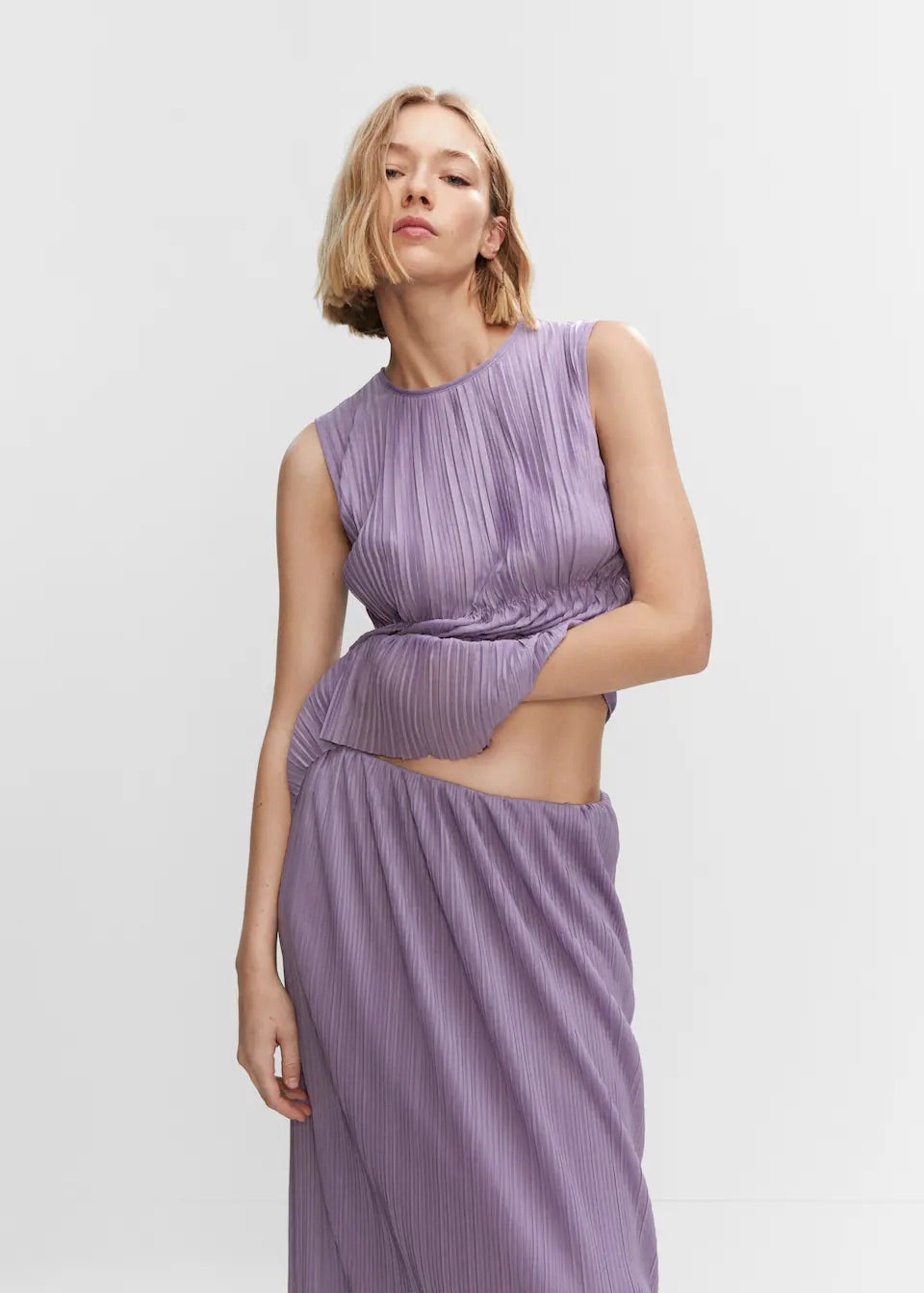 Pleated midi skirt