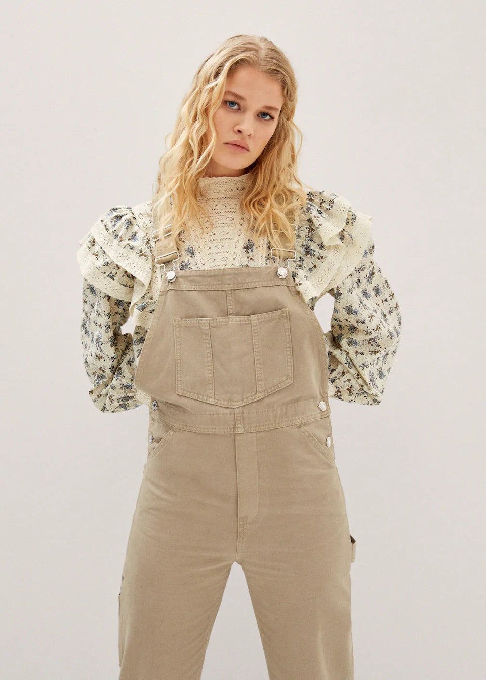 Long denim dungarees
