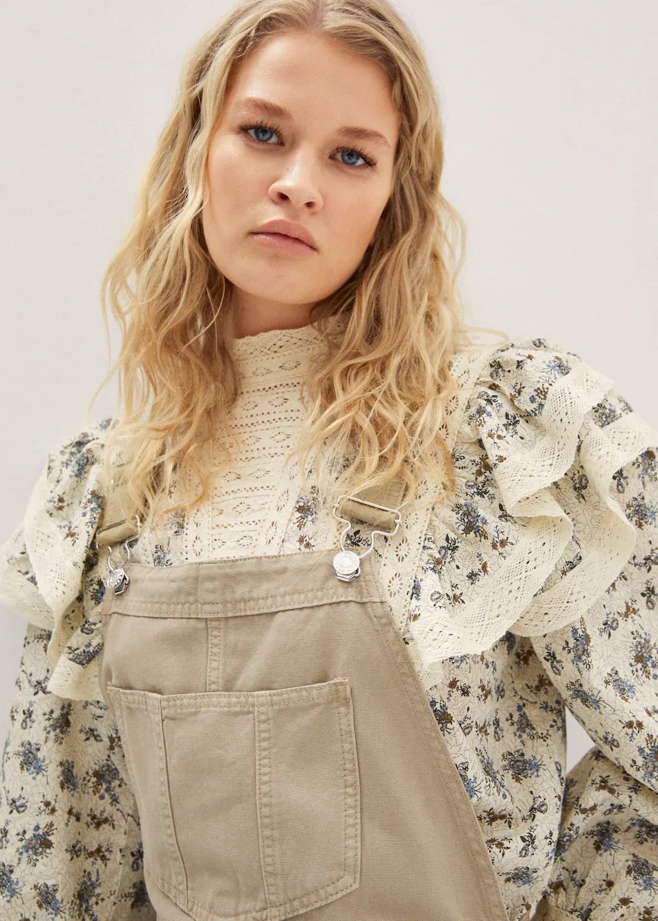 Long denim dungarees