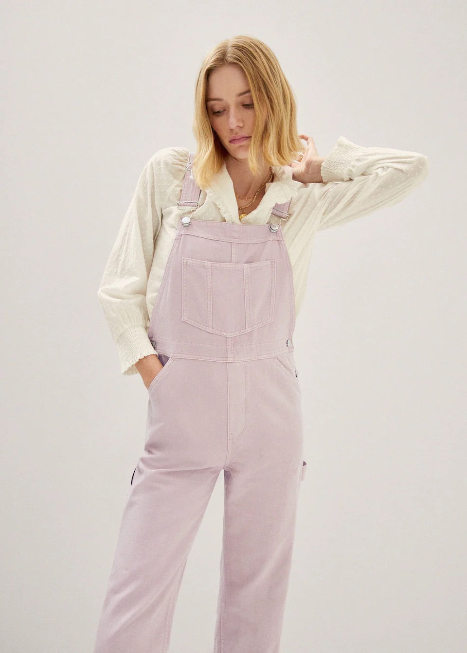 Long denim dungarees