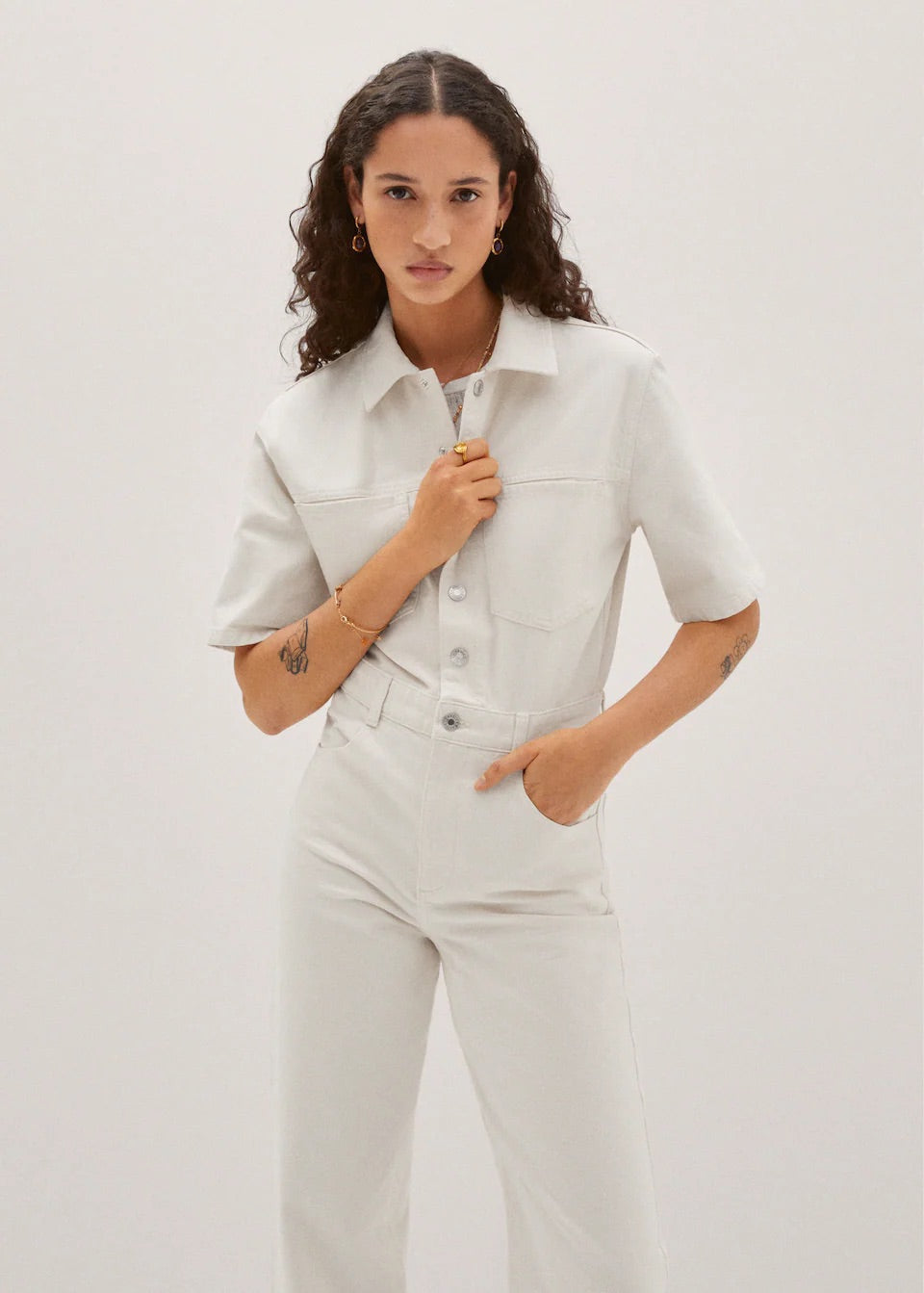 Long denim jumpsuit