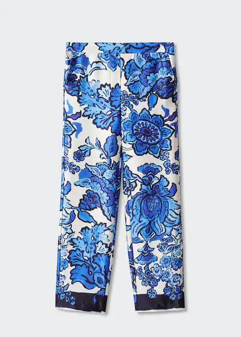 Floral satin trousers