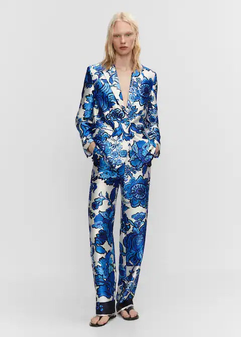 Floral satin trousers