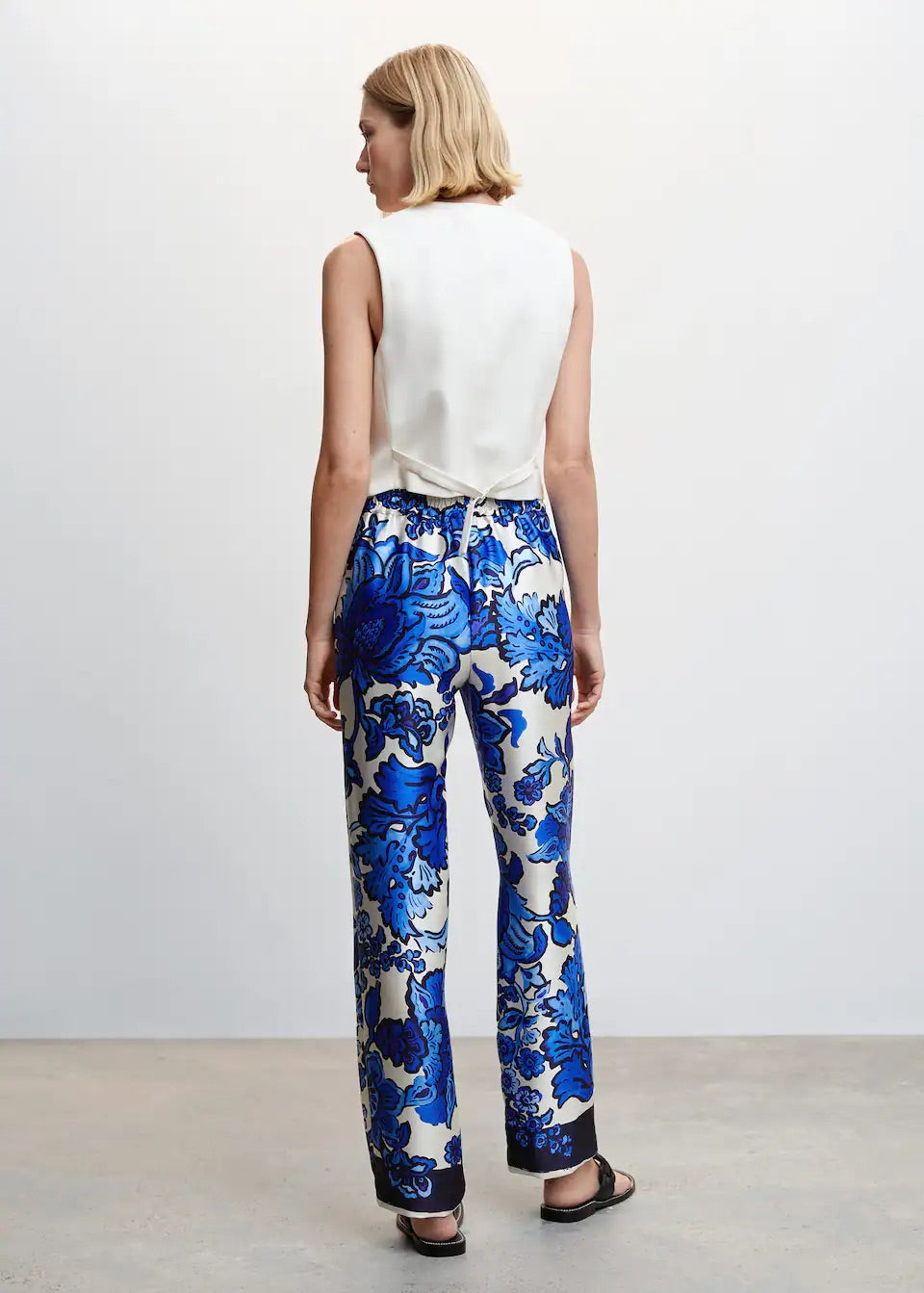 Floral satin trousers