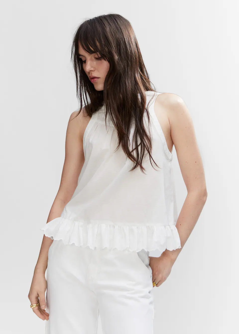 Flared embroidered top