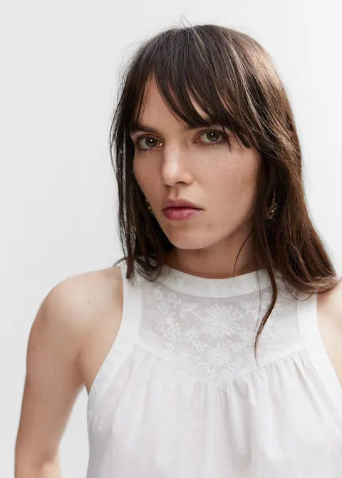 Flared embroidered top