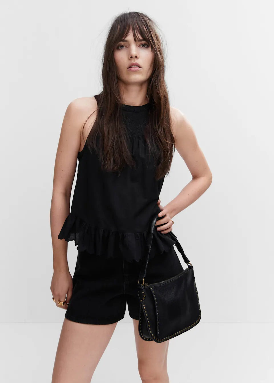 Flared embroidered top