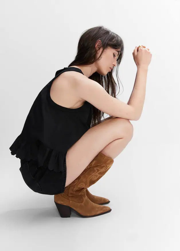 Flared embroidered top
