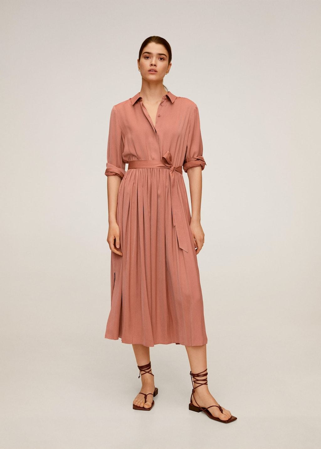 Satin shirt dress