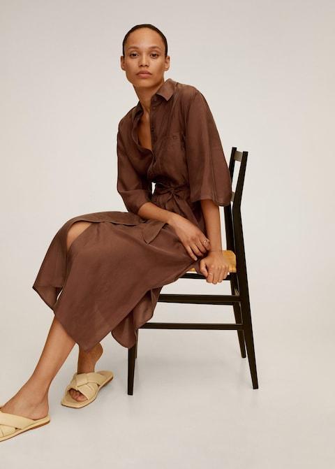 Belted cupro dress