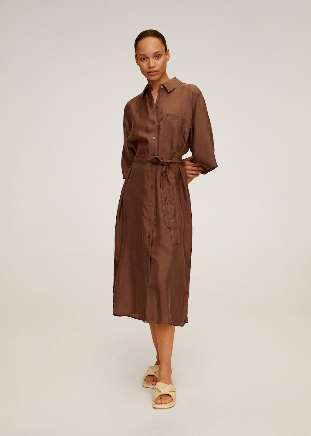 Belted cupro dress