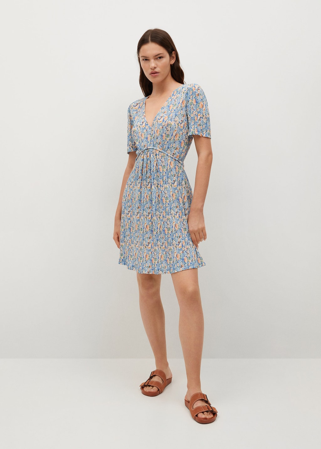 Printed pleated dress