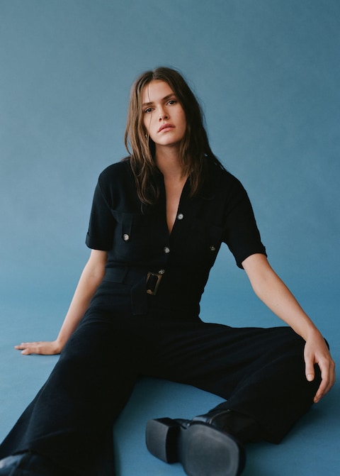 Belt long jumpsuit