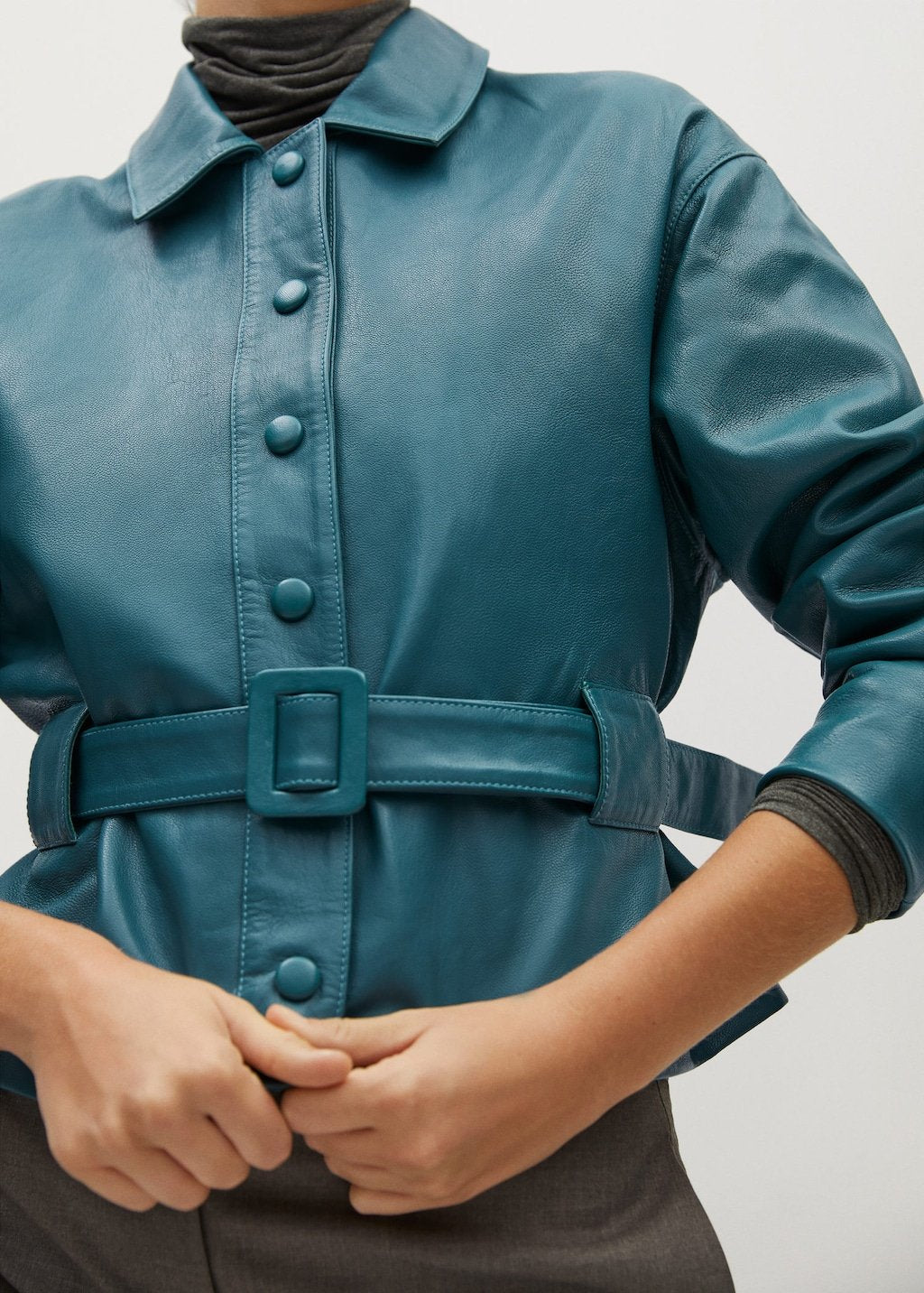 Belt leather jacket
