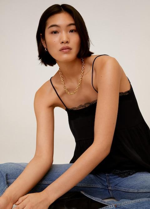 Lace appliqué top